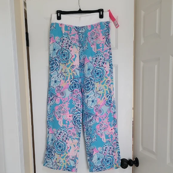 Lilly Pulitzer Beach Linen Pants in the Bali Blue Once Upon A Tide - Picture 4 of 14